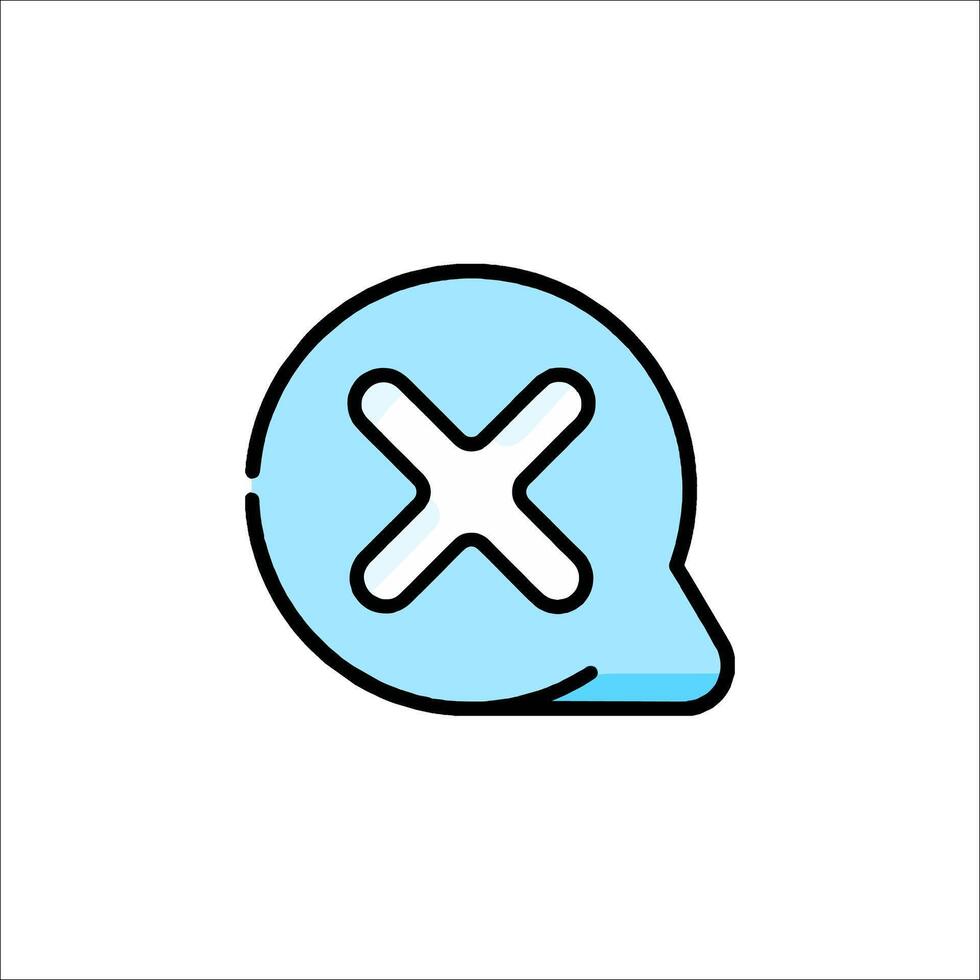 A blue and white icon of an x sign vector