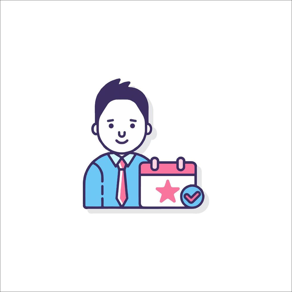 A man with a calendar and check mark icon vector