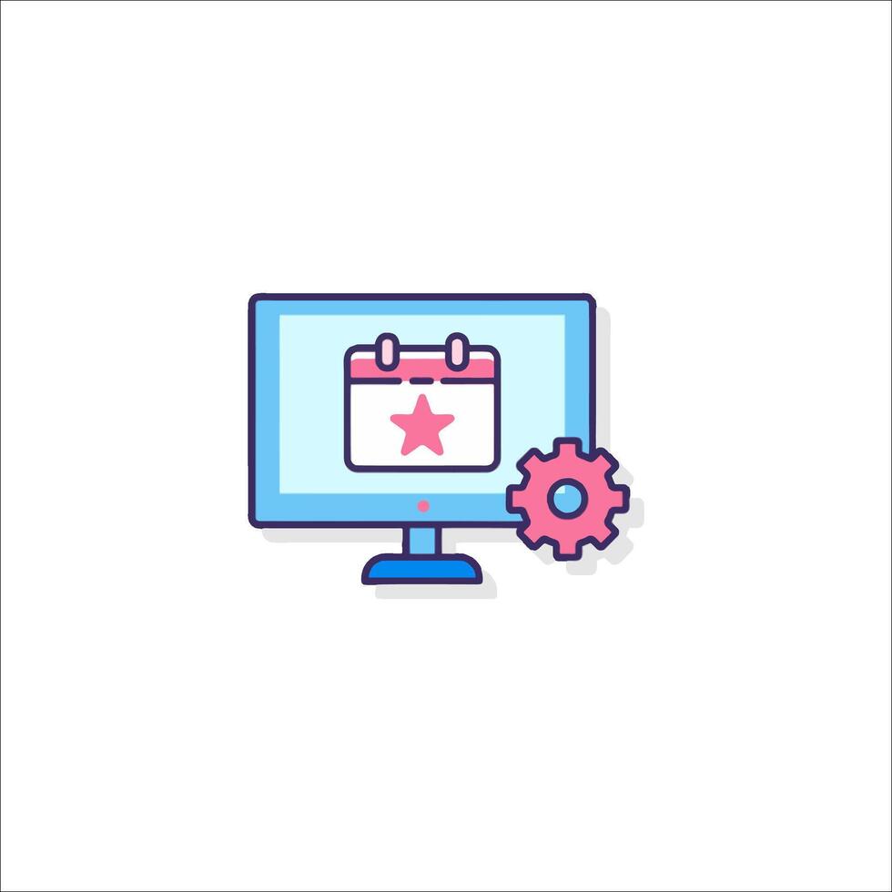 A computer monitor with a calendar icon vector