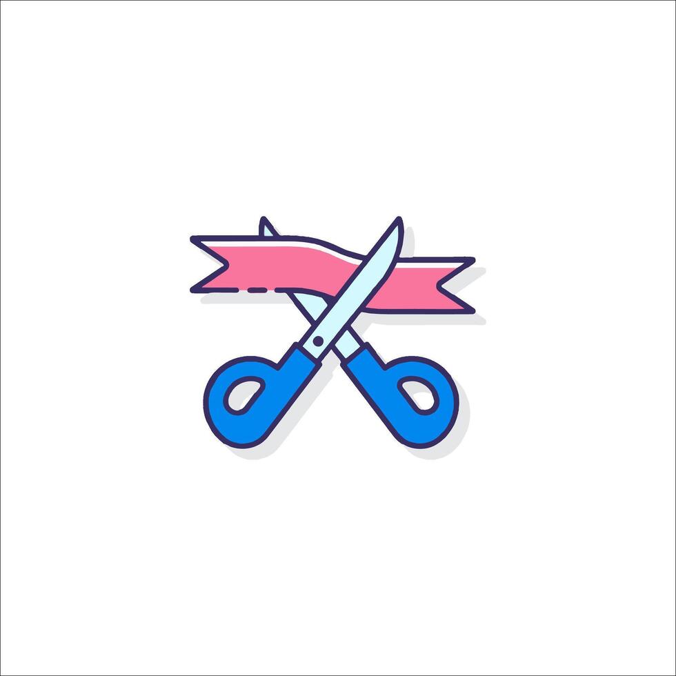 A pair of scissors with a ribbon on top vector