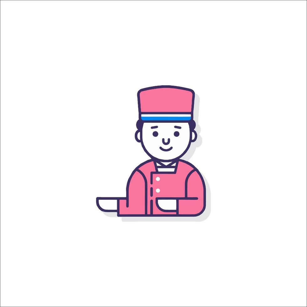 A cartoon character in a pink uniform holding a tray vector