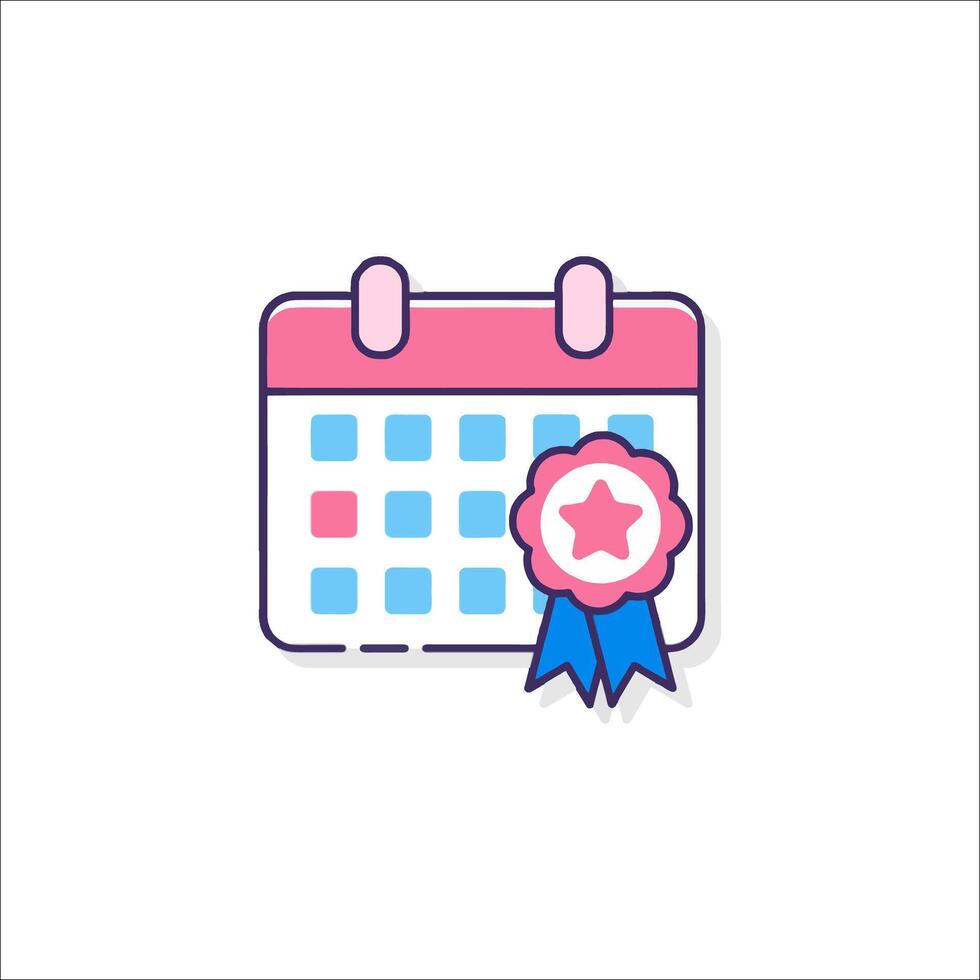 Calendar icon with ribbon and star vector