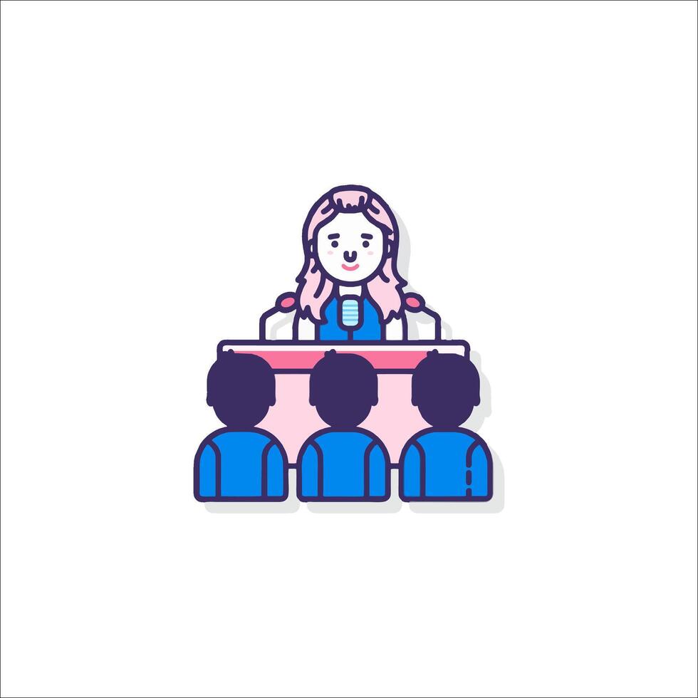 A woman is sitting at a table with people around her vector