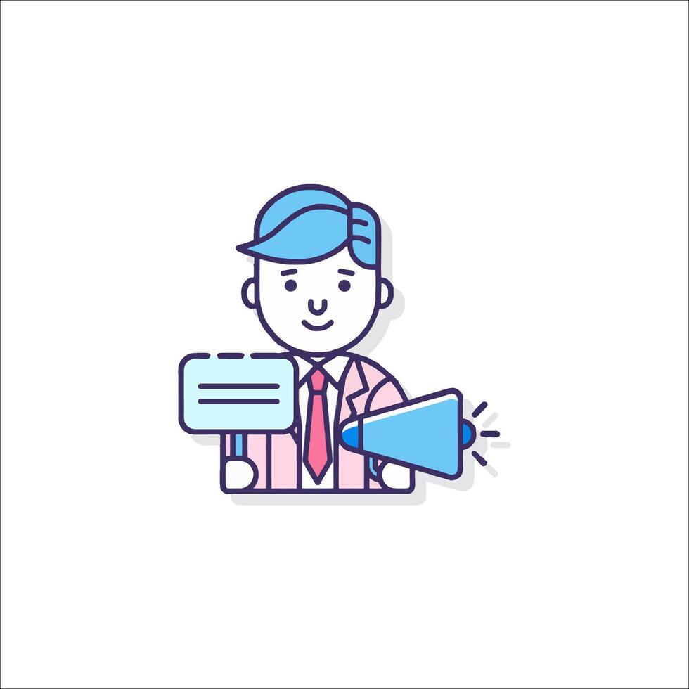 A man with a megaphone and a sign vector