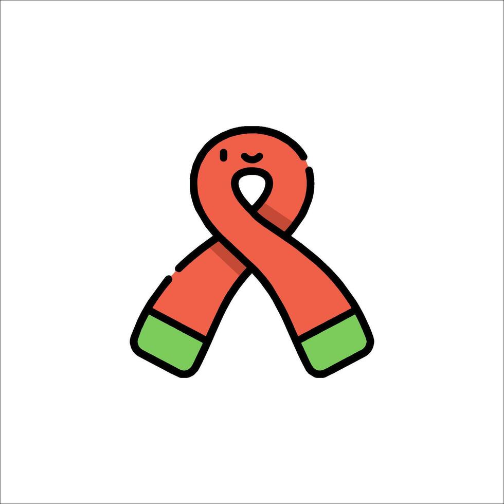 A red ribbon with a green bow on it vector