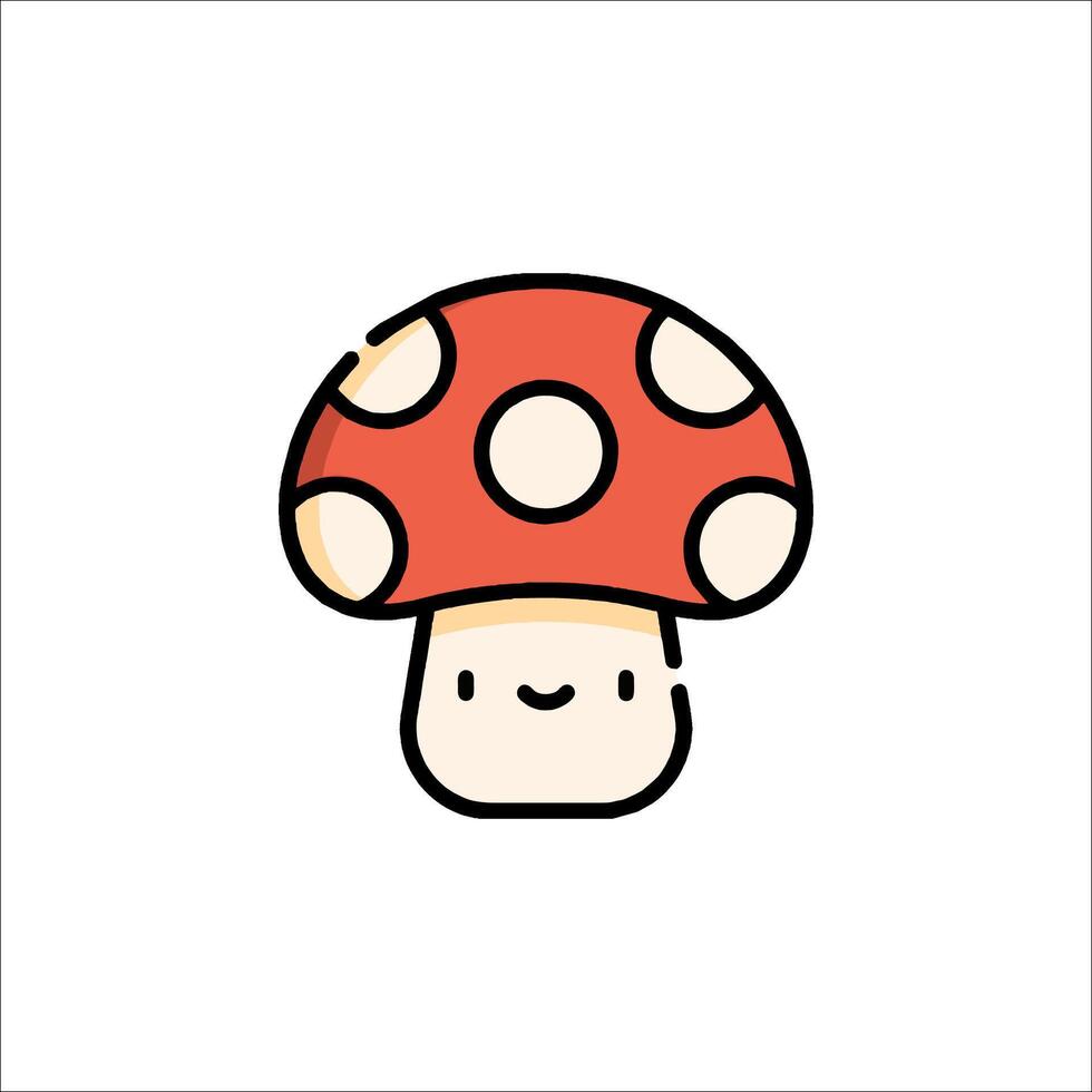 A cartoon mushroom with a smile on its face vector