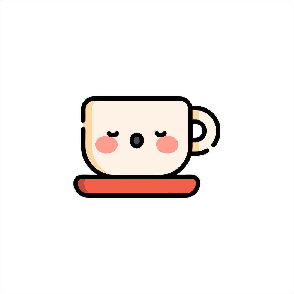 A cute cup of coffee with a face on it vector
