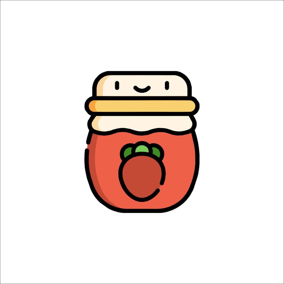 A strawberry jam jar with a smiley face on it vector