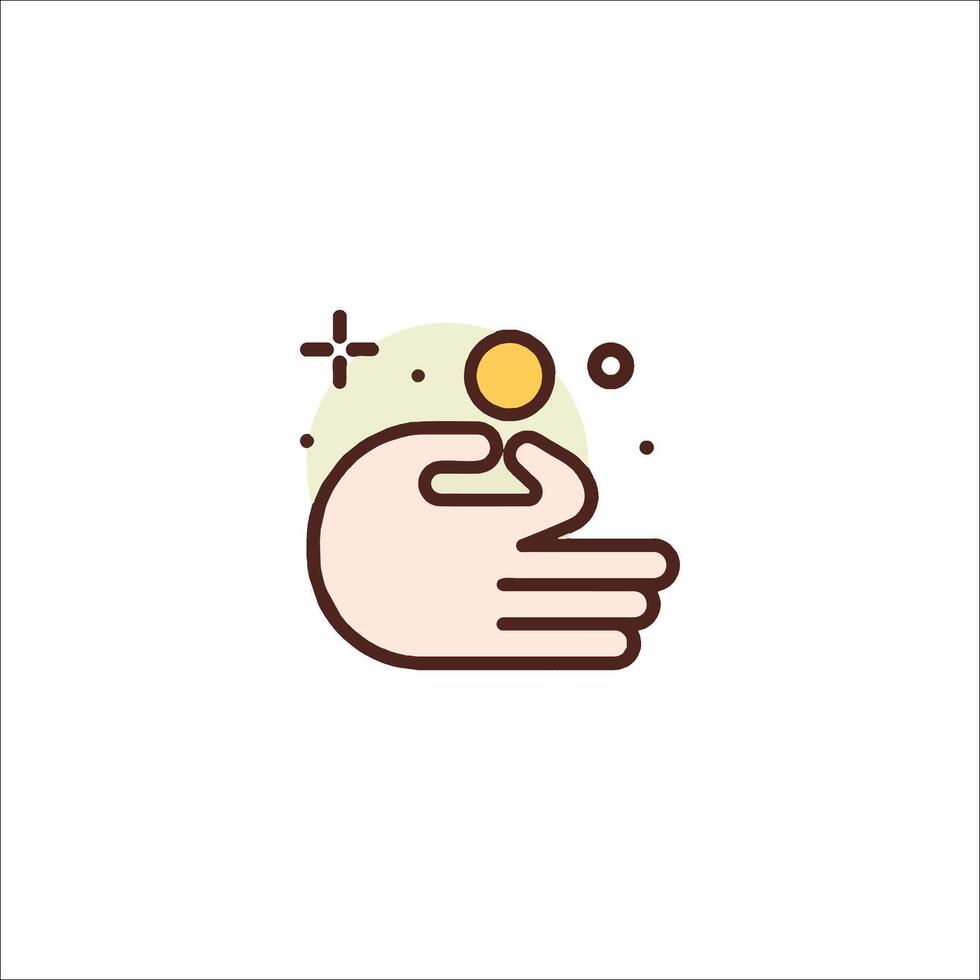 A hand holding a coin icon vector
