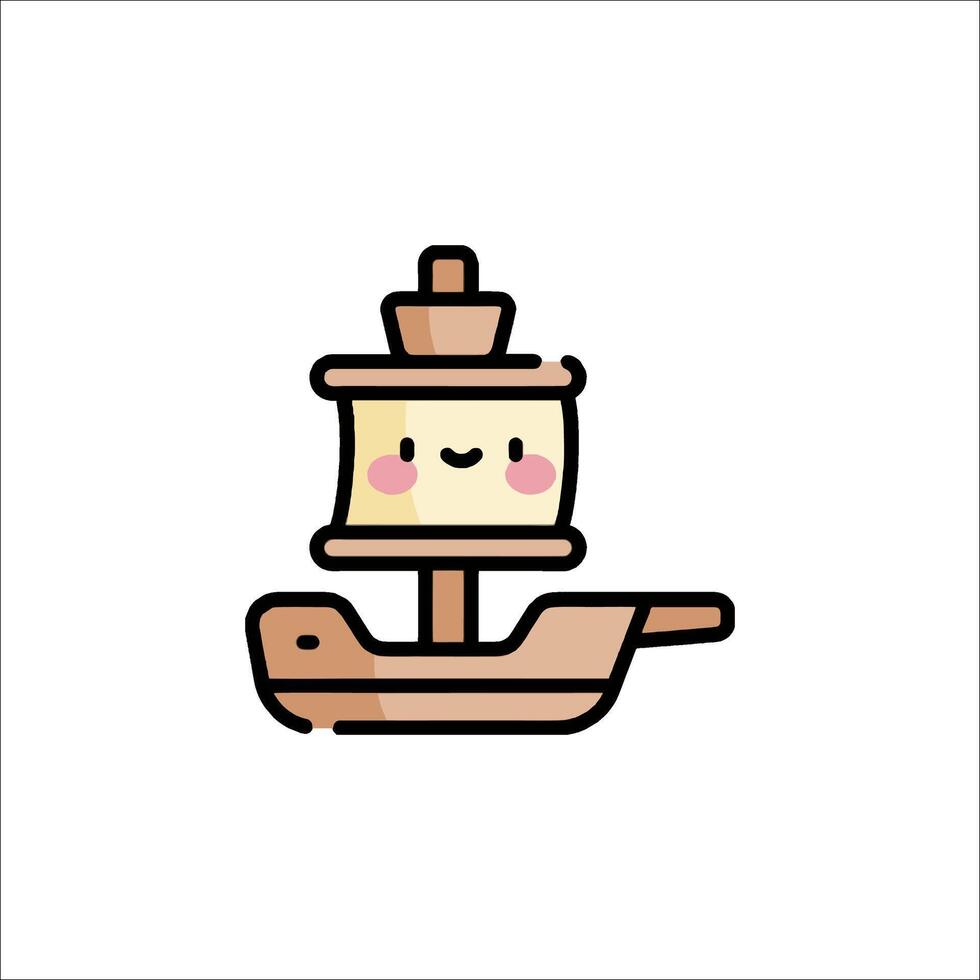 A cute little ship with a smiley face on it vector