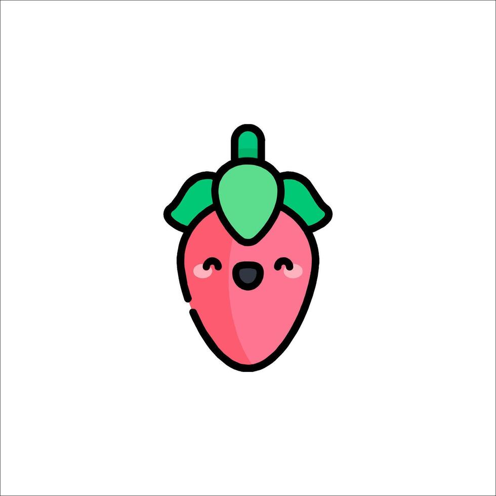 A strawberry with a green leaf on it vector
