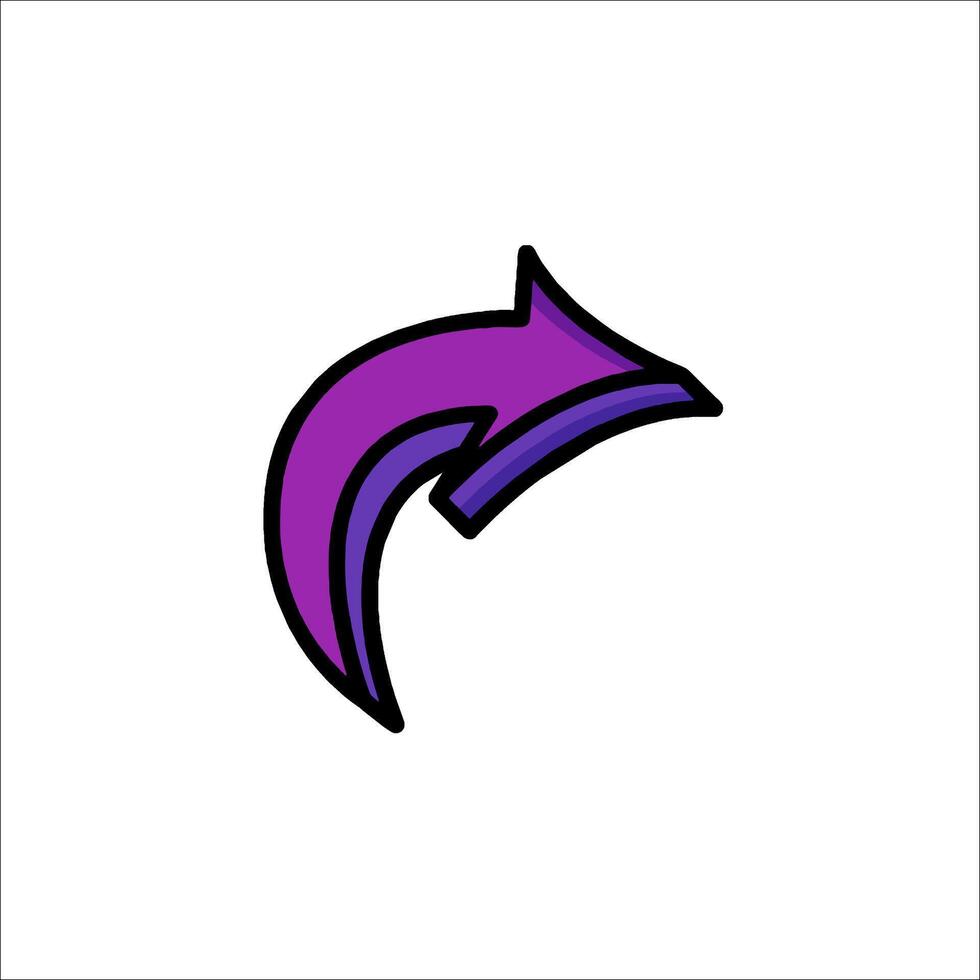 A purple and black arrow icon on a white background vector