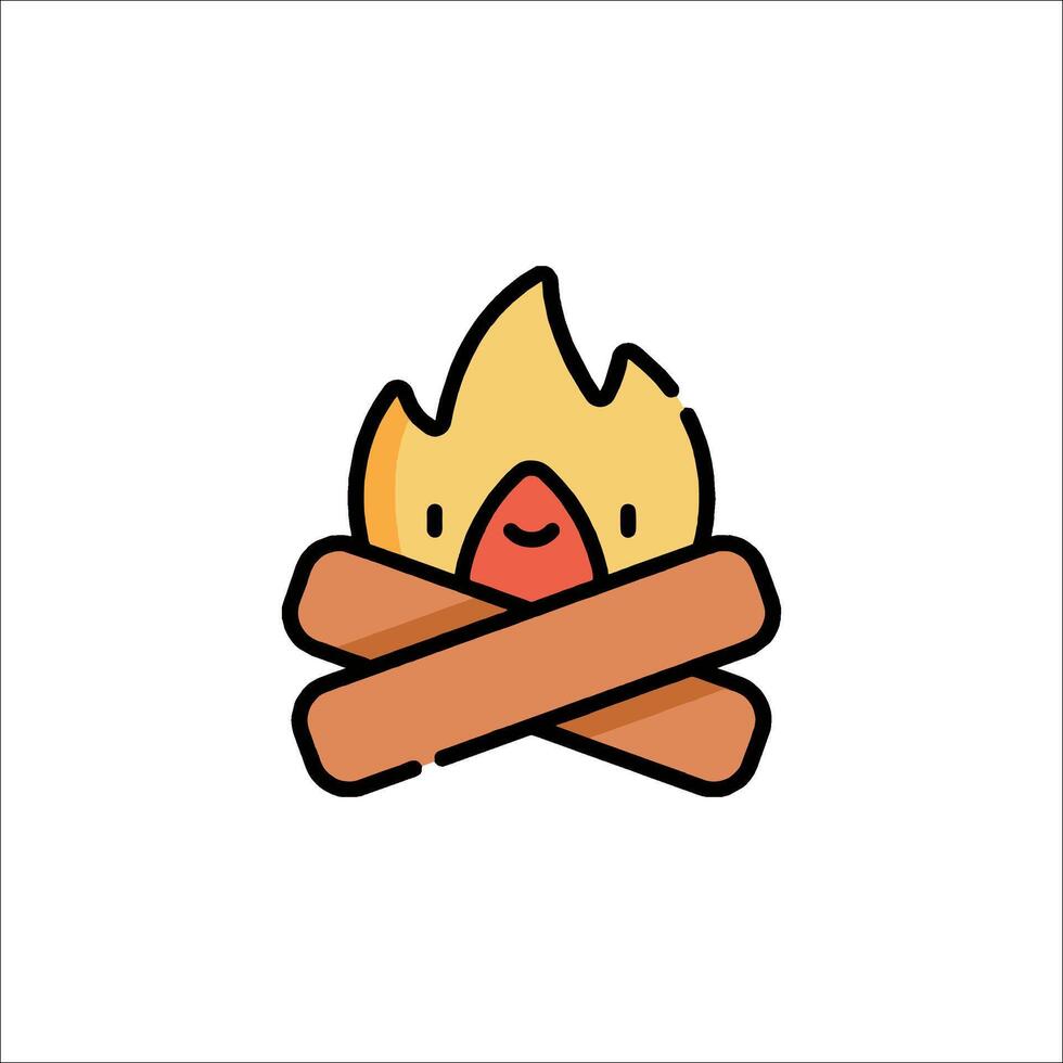 A cartoon fire with a stick in the middle vector