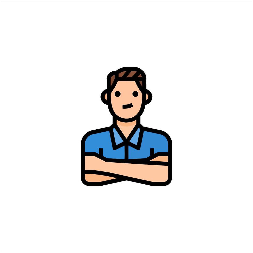 A man with arms crossed icon vector