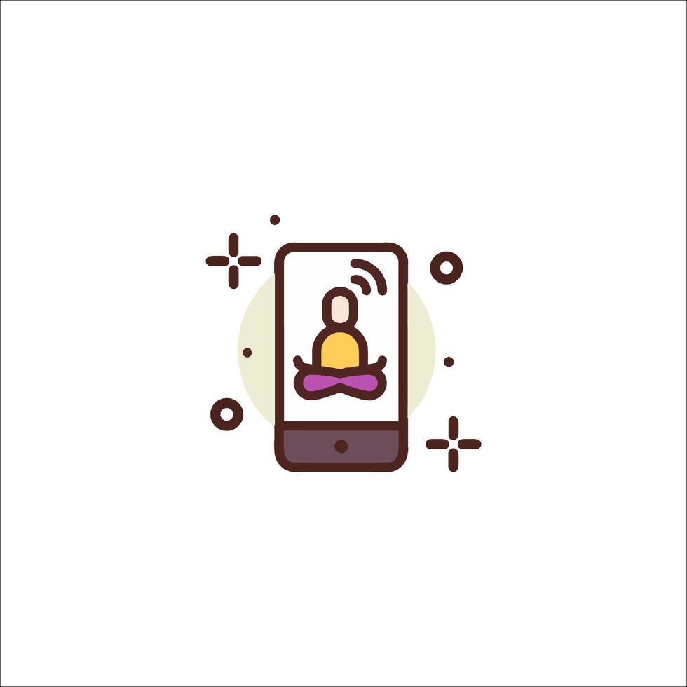 A phone with a person sitting in meditation vector
