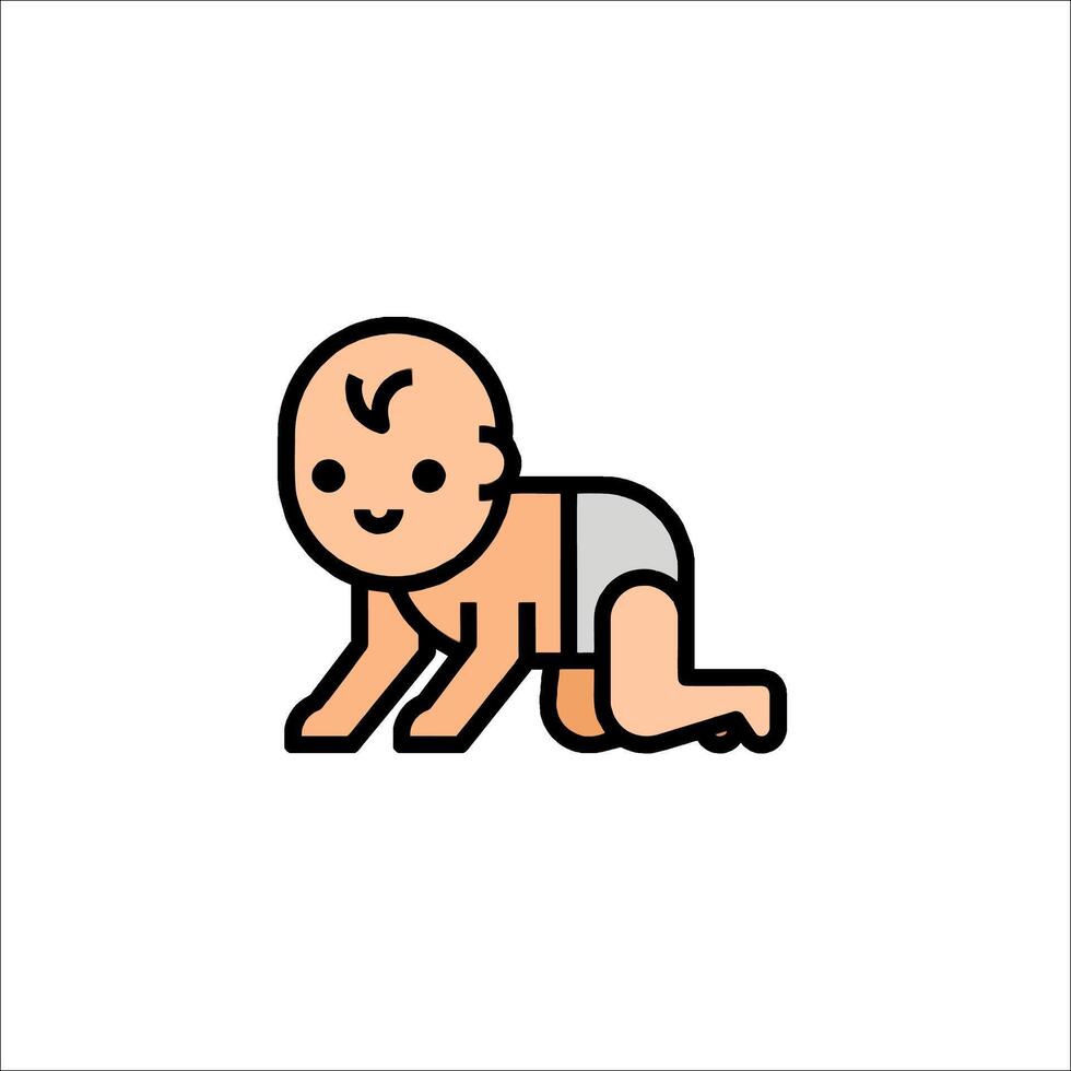 Baby crawling icon illustration vector