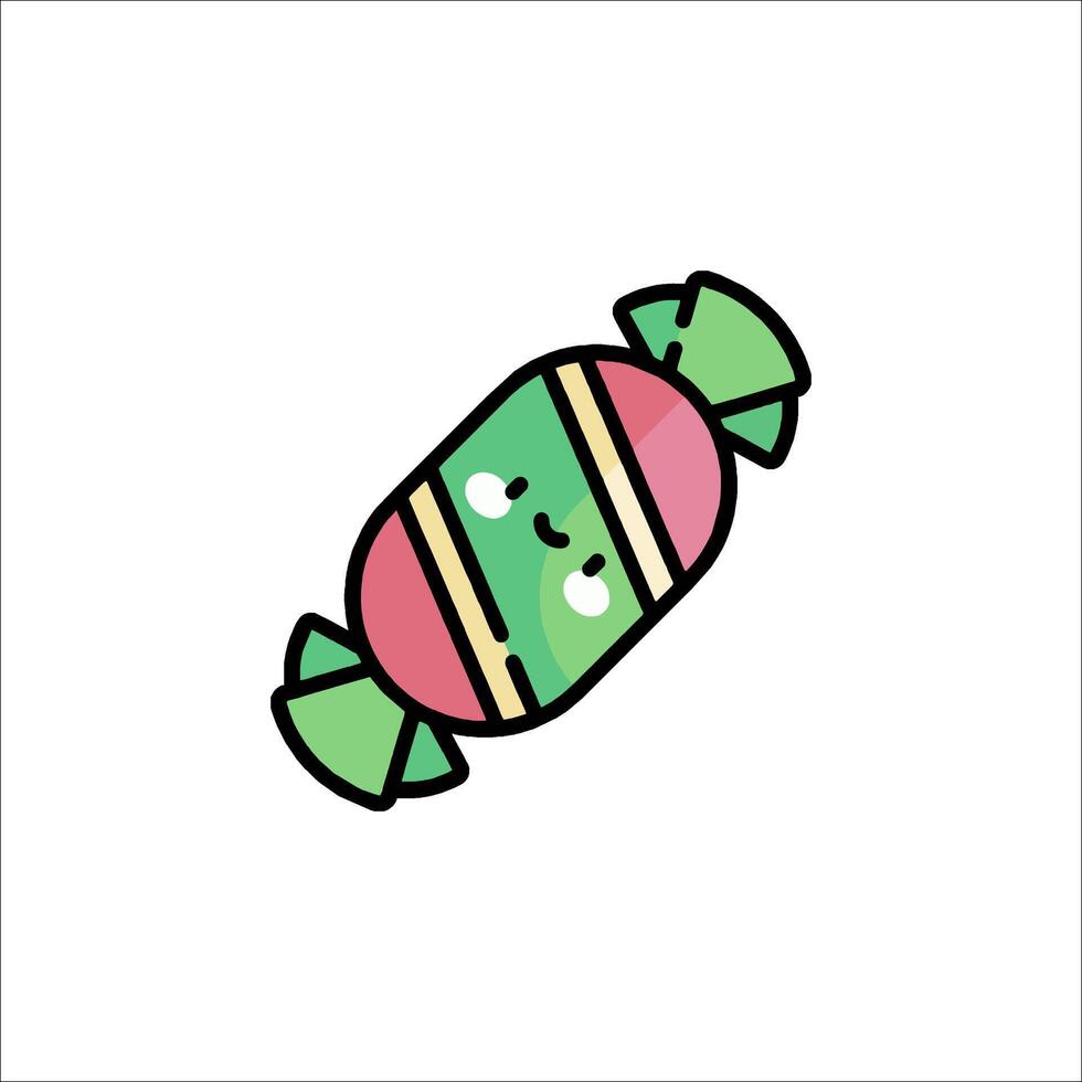A candy with a face on it in a flat style vector