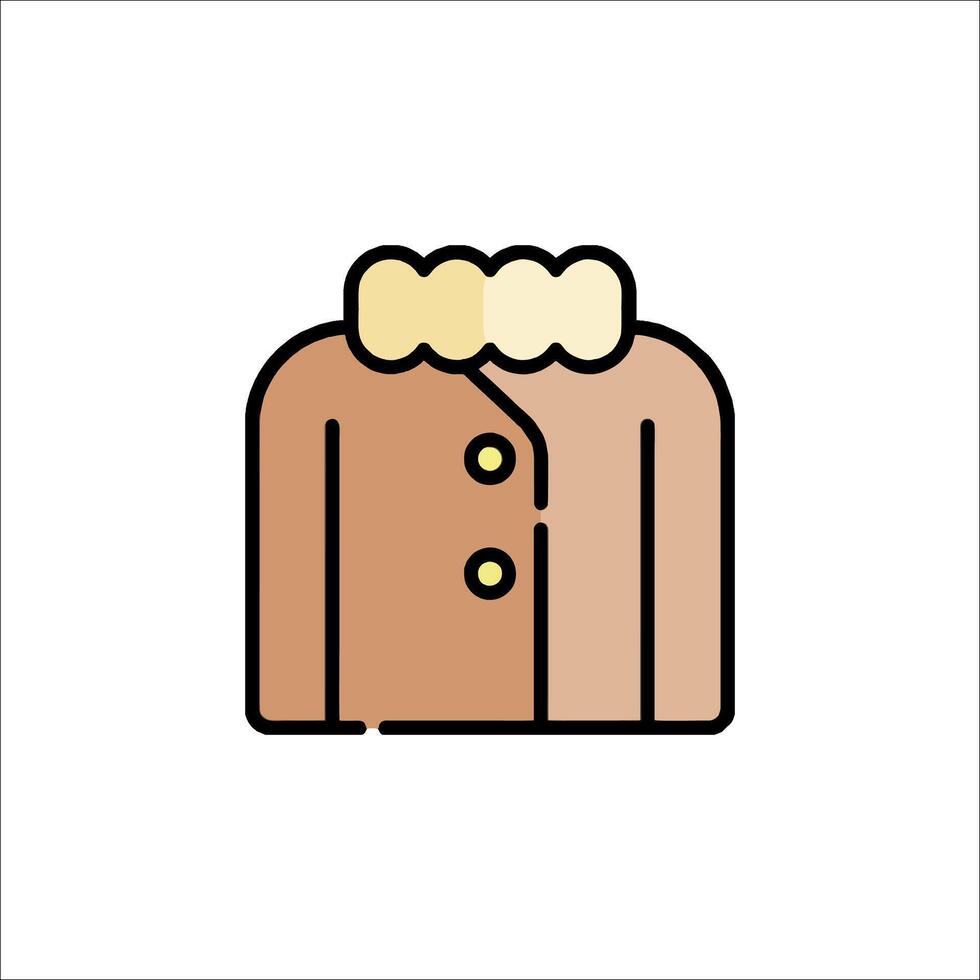 A coat with fur collar icon vector