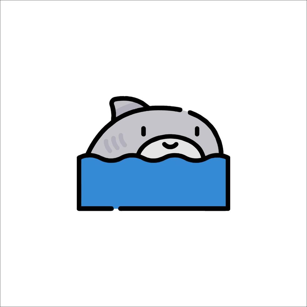A cartoon shark swimming in the water vector