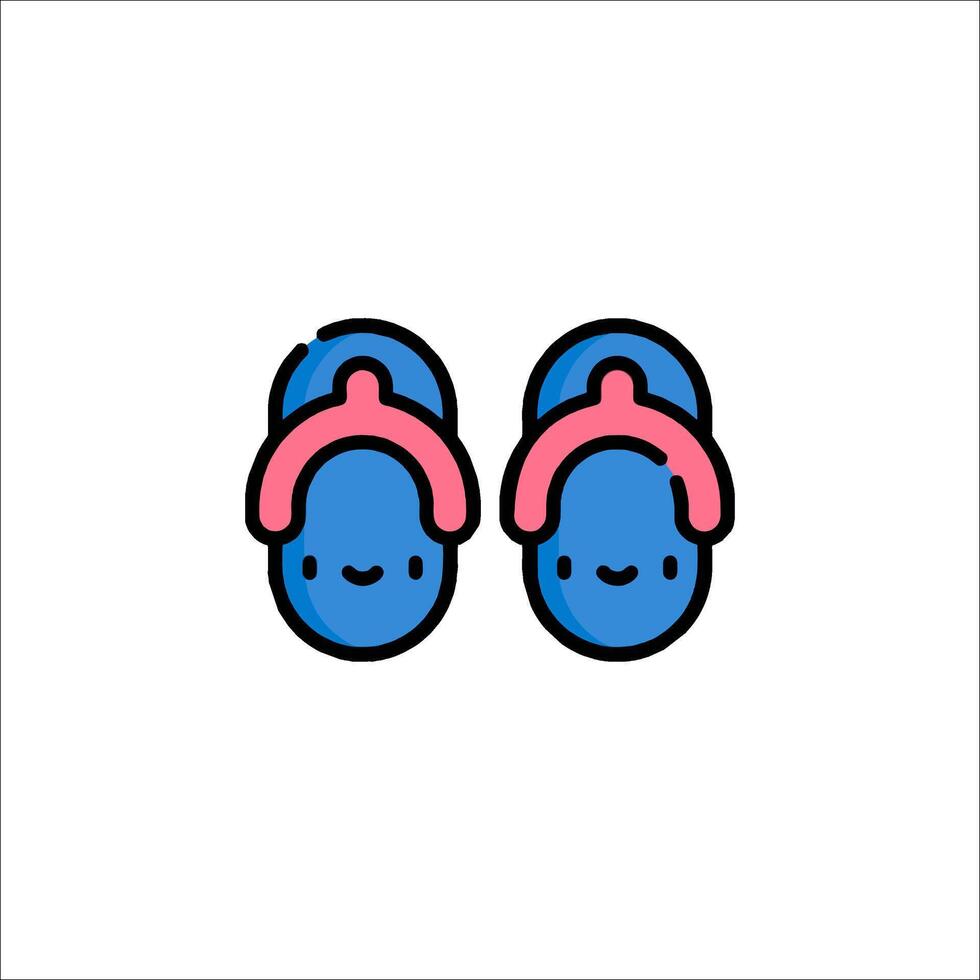 Two blue flip flops with pink straps on them vector