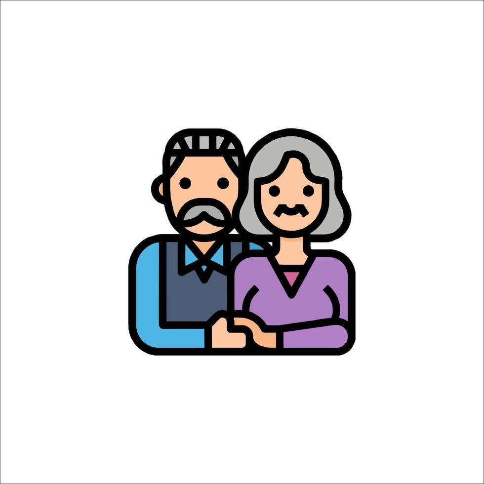 An elderly couple icon in a flat style vector
