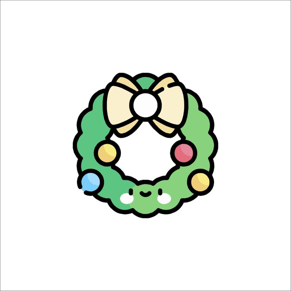 A christmas wreath with a bow on it vector
