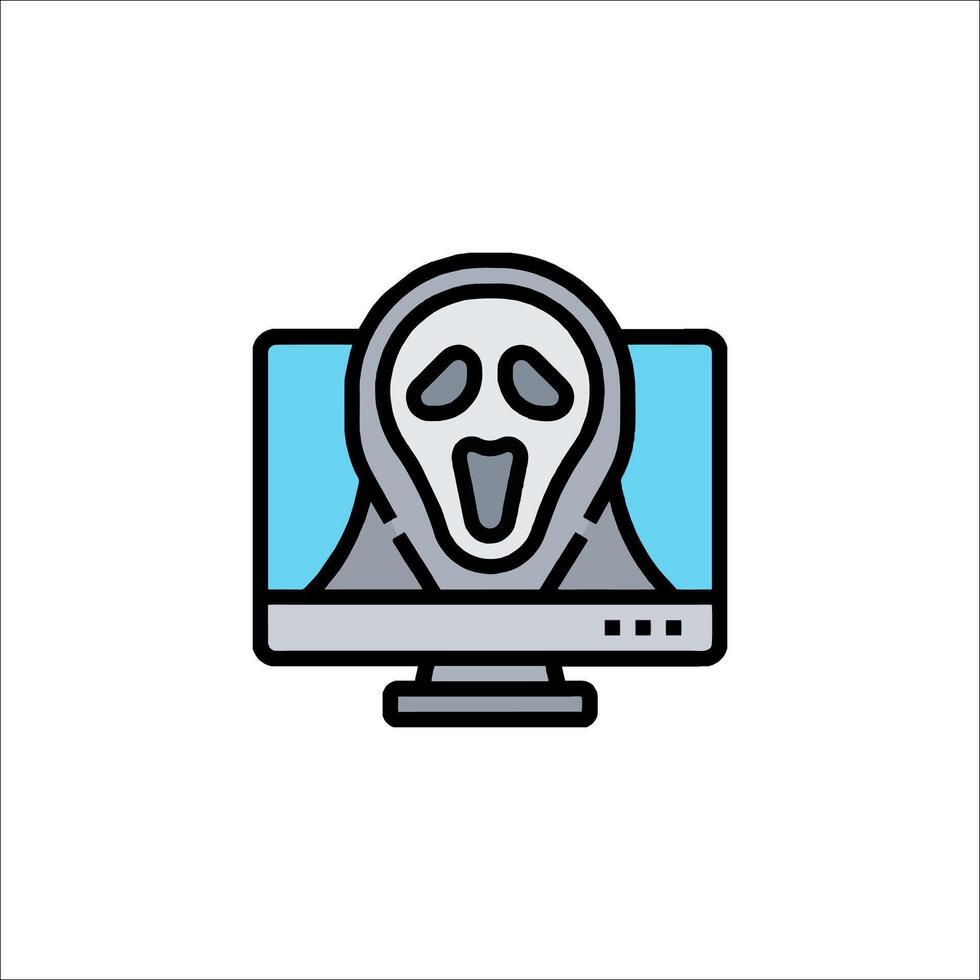 A computer screen with a ghost face on it vector