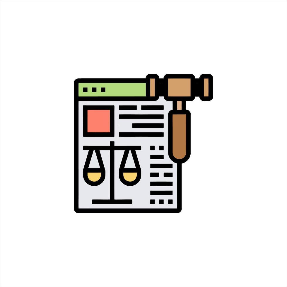 A judge's gavel and scales on a document vector