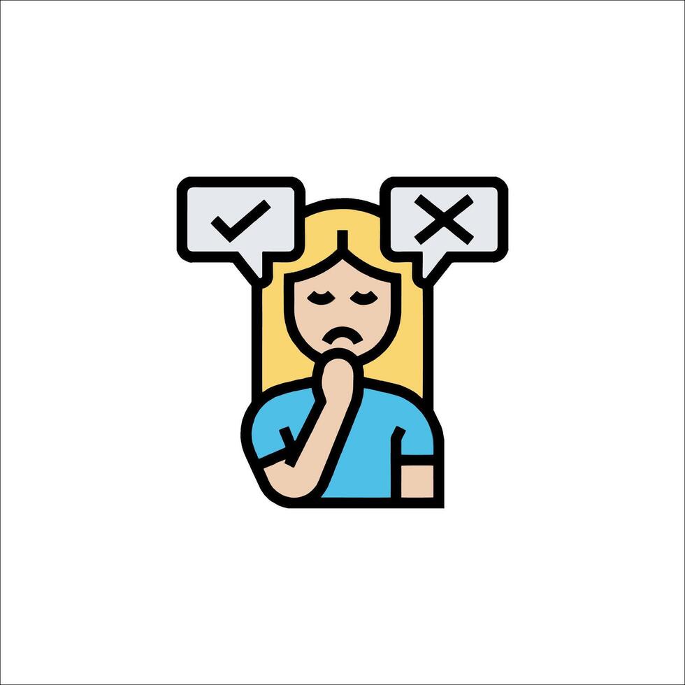 A woman with a question mark on her head vector