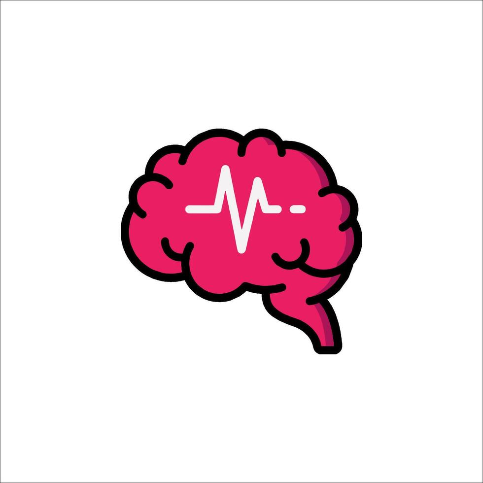 A pink brain with an ecg heartbeat icon vector