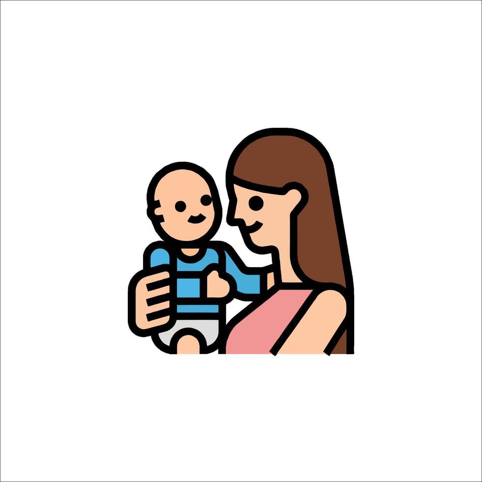 A woman holding a baby icon vector