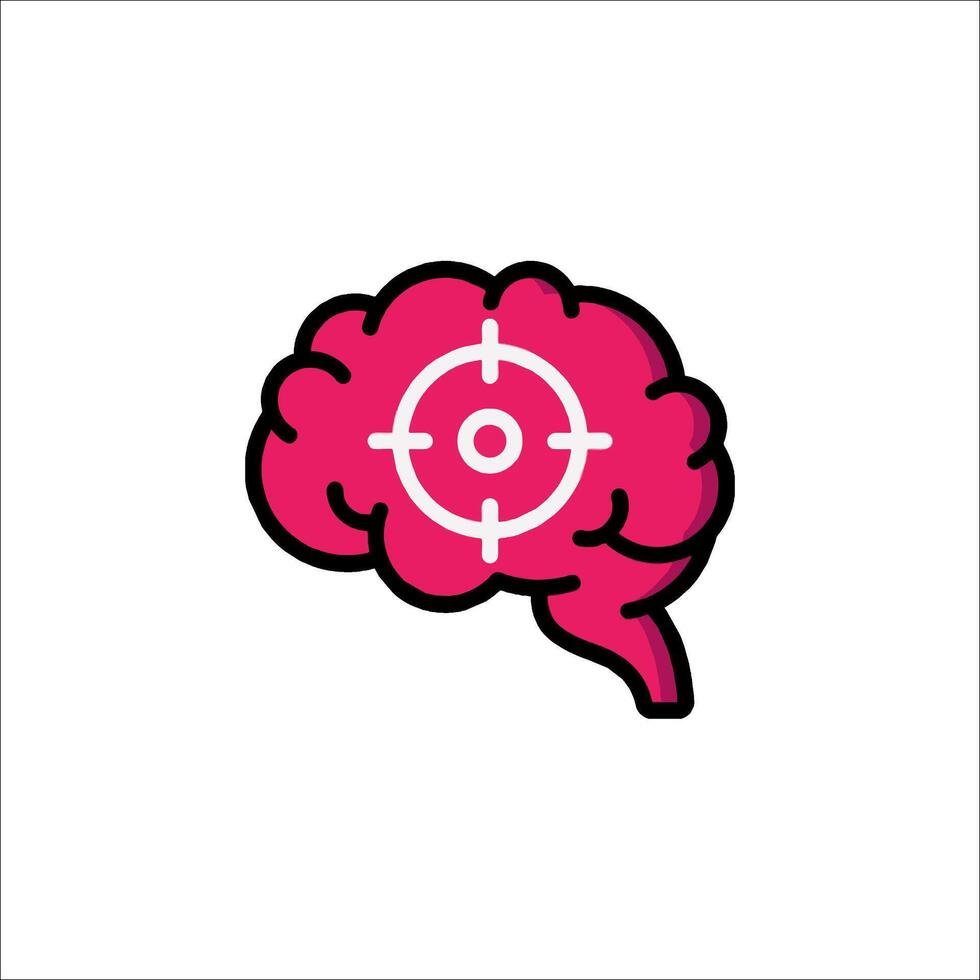 A pink brain with a target on it vector