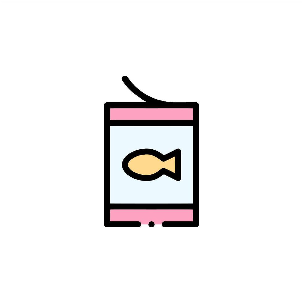 A can of tuna with a pink lid and a straw vector