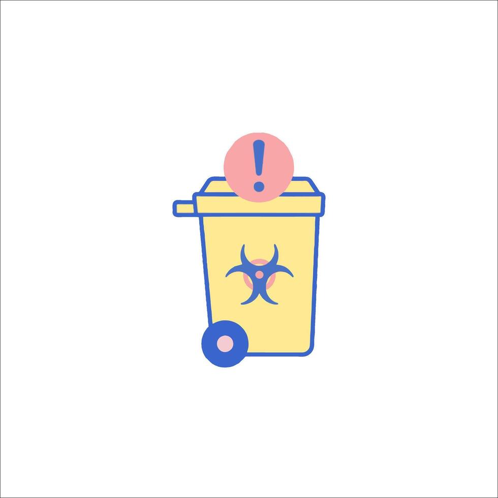 A yellow trash can with a biohazard symbol on it vector