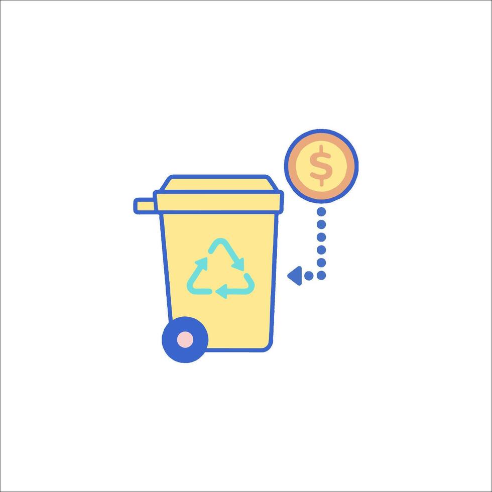 A trash can with a dollar sign and a recycling symbol vector
