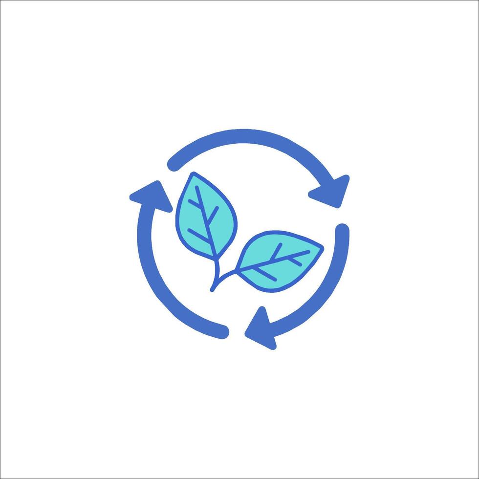 A green leaf in a circle with arrows pointing to it vector