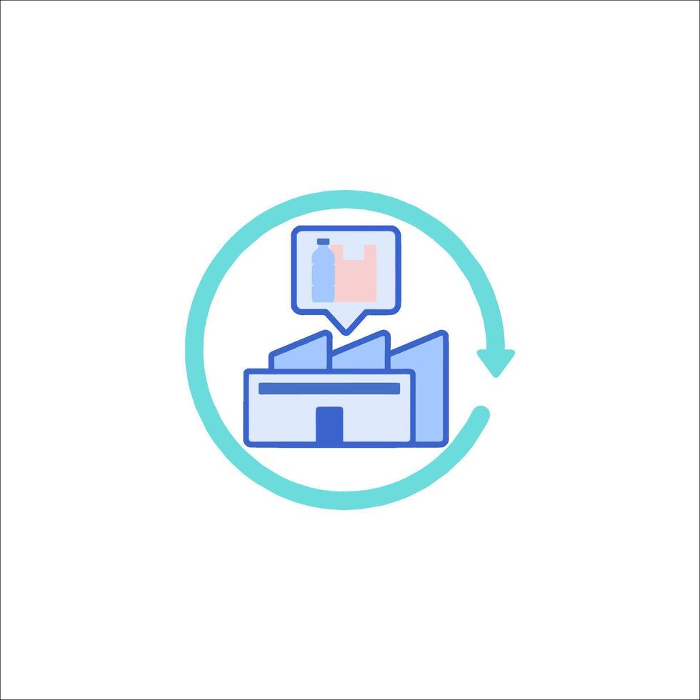 A blue and white icon with a building and a person vector