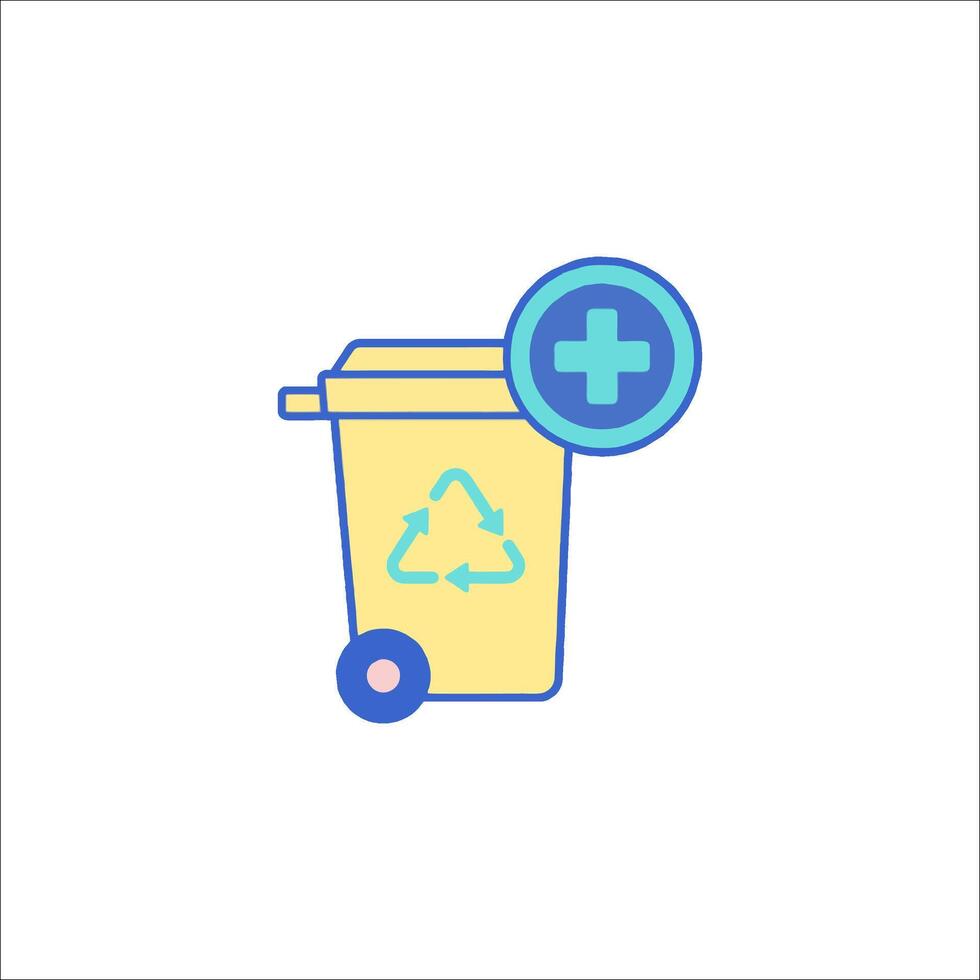 A trash can with a cross and a recycling symbol vector