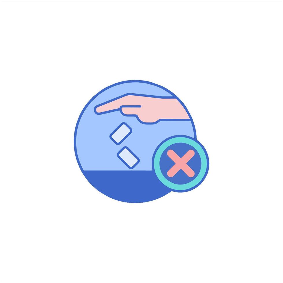 A hand is touching a button that says no vector