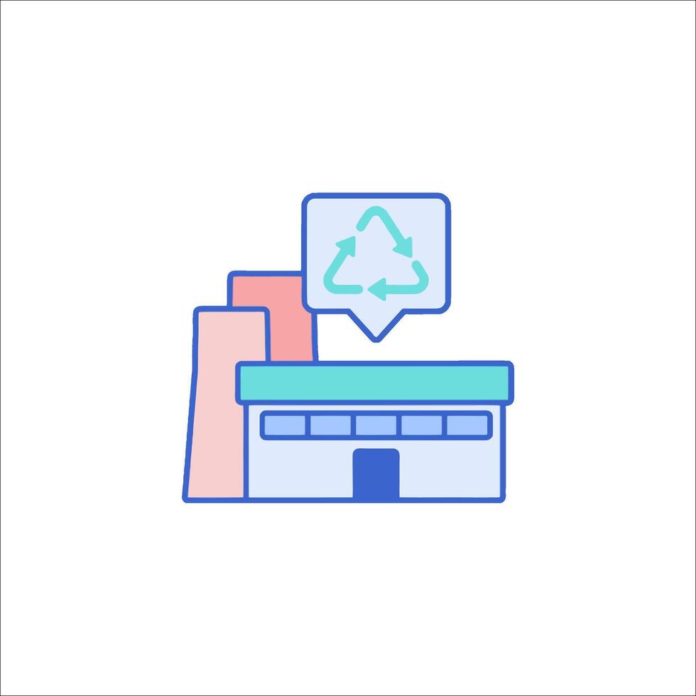 A building with a recycling symbol on it vector