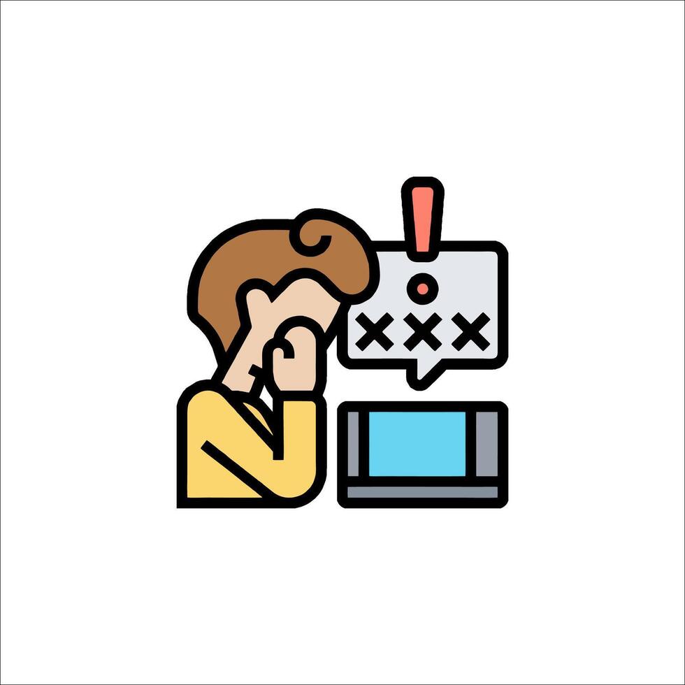 A woman is holding her head and looking at a computer screen vector