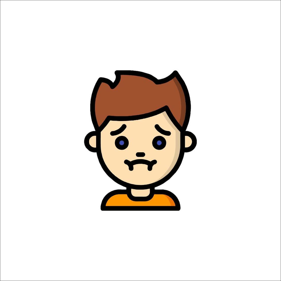 A man with a sad face icon vector