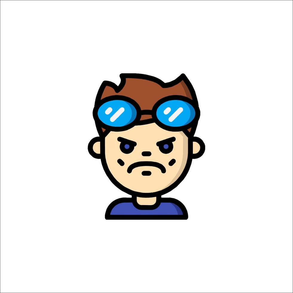 A cartoon character with glasses on his face vector
