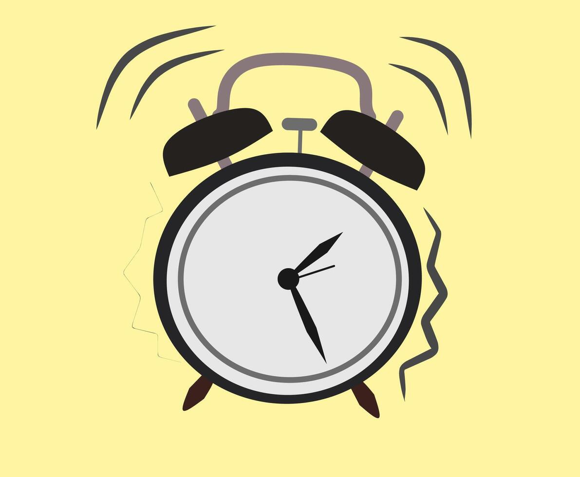 An alarm clock on a yellow background vector