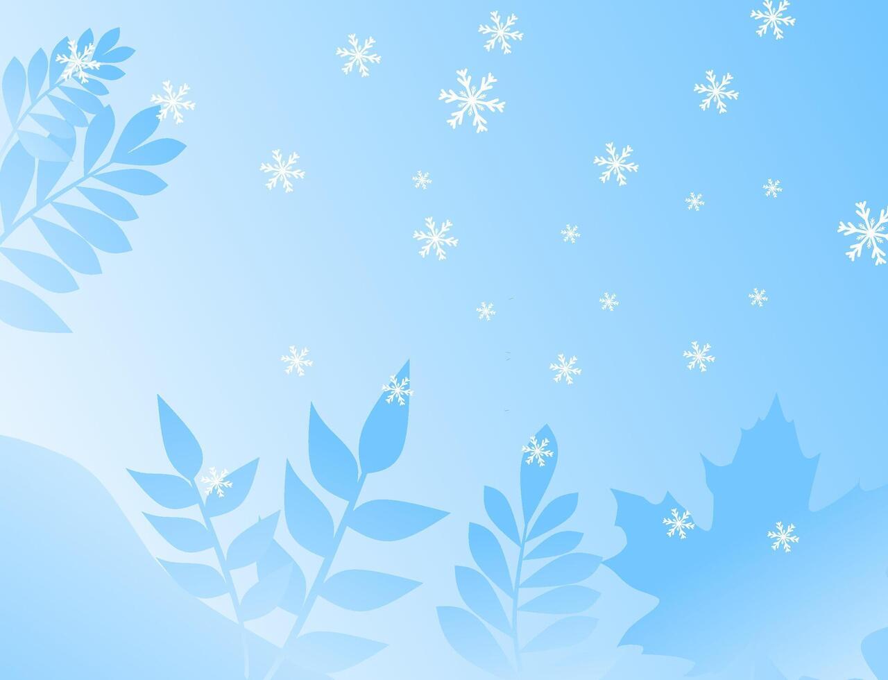 Winter background with snowflakes and leaves vector