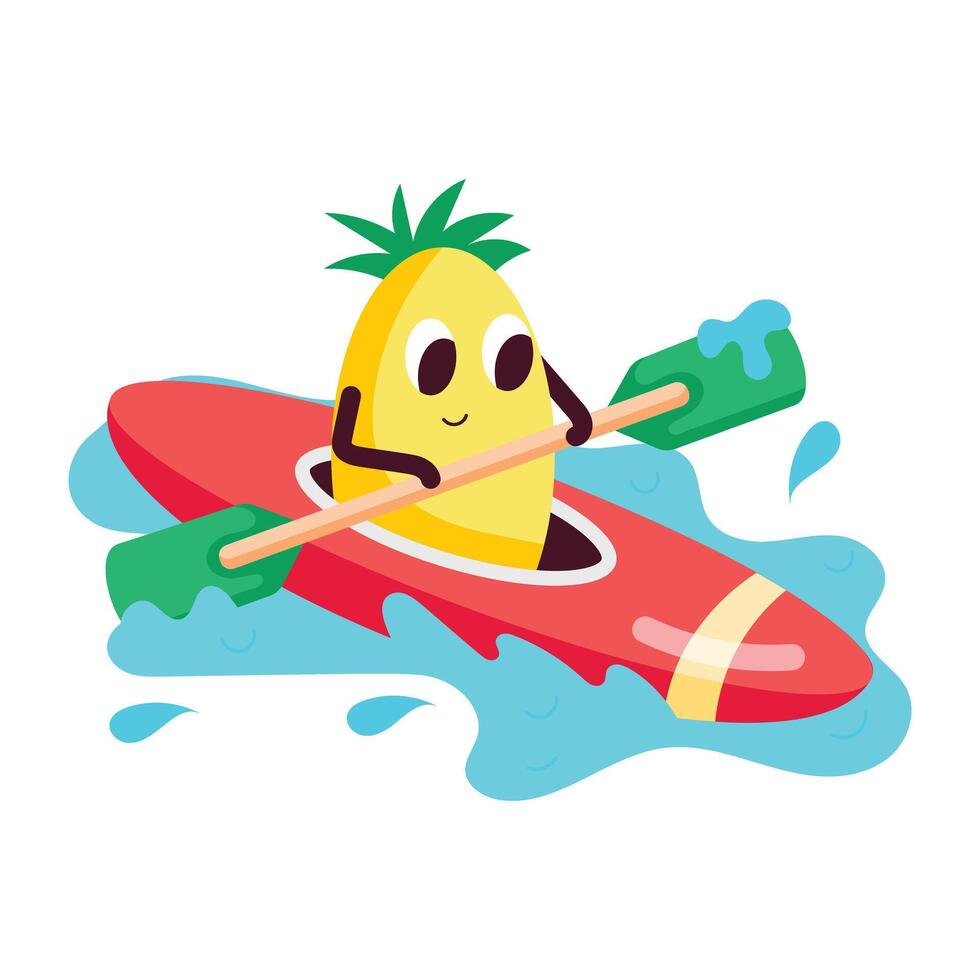 A flat style sticker of kayaking emoji vector