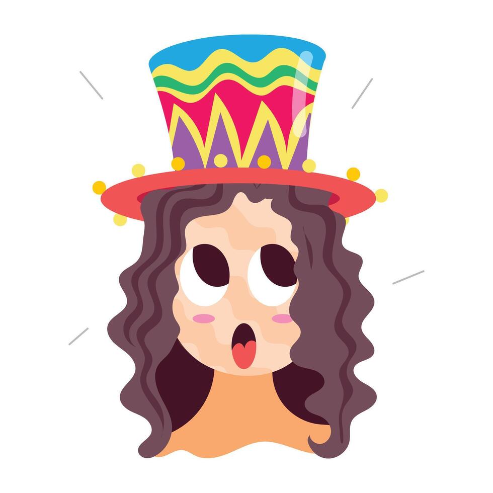 Cartoon style mascot of hat girl with shocked expressions vector