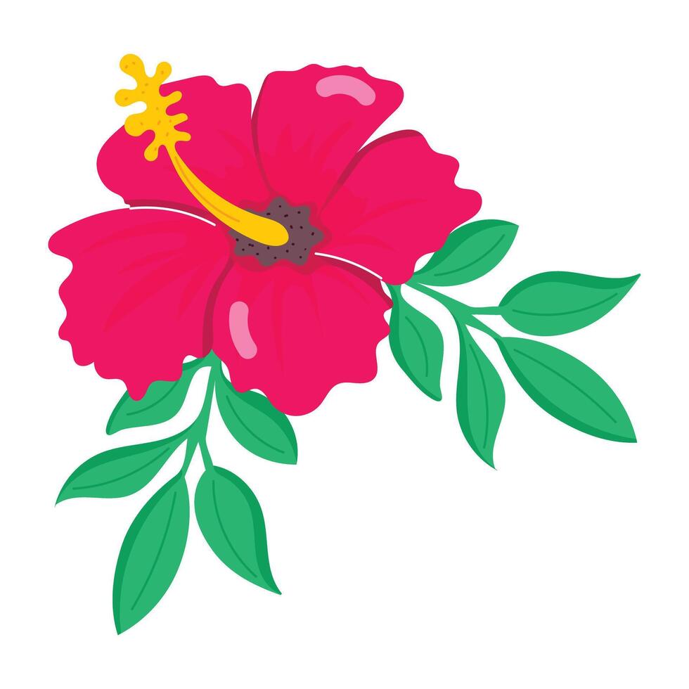 Comic style sticker of hibiscus flower vector