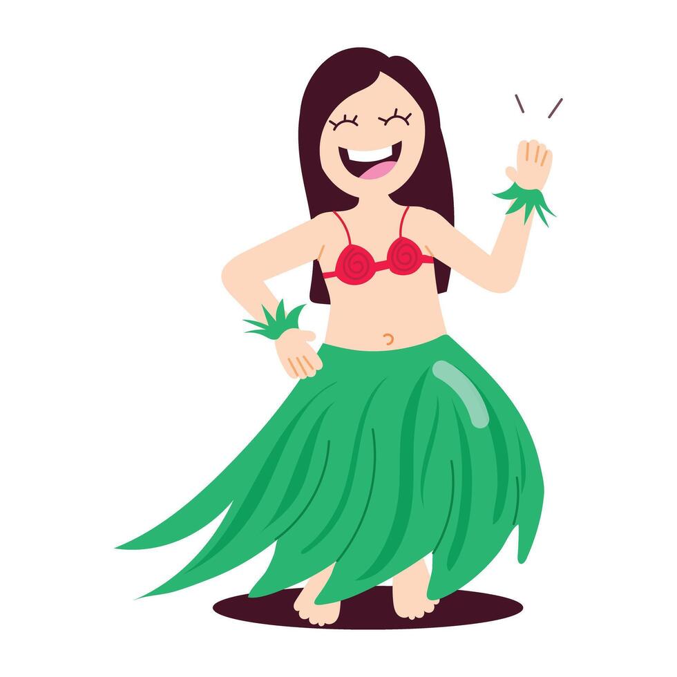 Cartoon style mascot of hula dancing girl vector