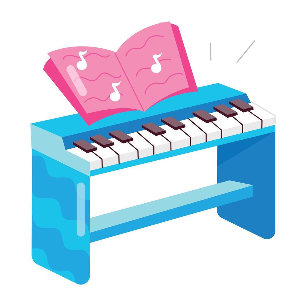 Piano book sticker designed in flat style vector